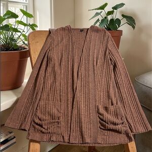 SHEIN Pink Ribbed Open-Front Cardigan